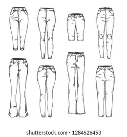 Set of sketching jeans