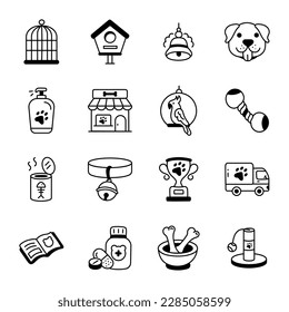 A Set of Sketchy Animal Accessories Icons

