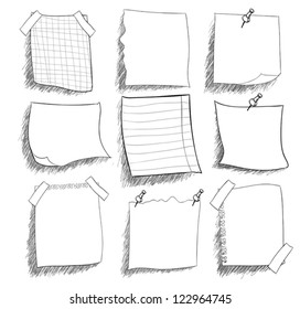 set of  sketchy black and white  stickers, eps 10