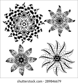 set of sketchy doodle flowers. Vector illustration