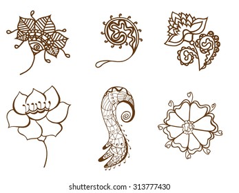 set of sketchy doodle flowers. Vector illustration