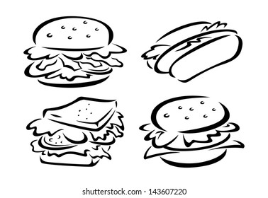 set of sketchy food icon