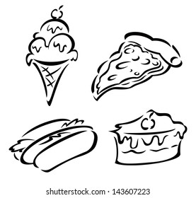 set of sketchy food icon