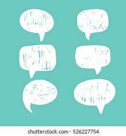 Conjunto de burbujas de habla dibujadas a mano. Arte vectorial.