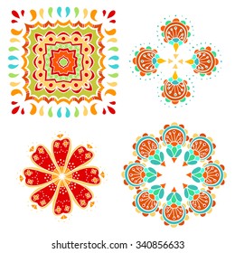 set of sketchy monochrome doodle flowers and leafs. Vector illustration