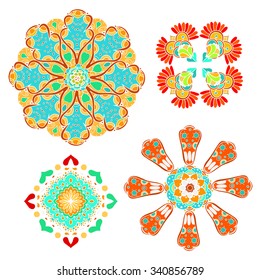 set of sketchy monochrome doodle flowers and leafs. Vector illustration