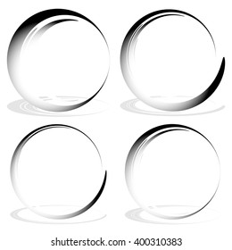 Set of sketchy, scribble circles. Hand drawn, ink circles in 4 widths