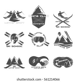 Set Ski logo design template elements