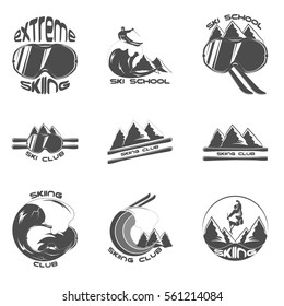 Set Ski logo design template elements