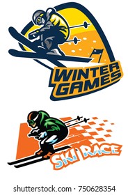 set of ski sport badge