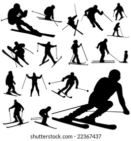 set of ski vector