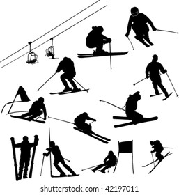 set of ski vector