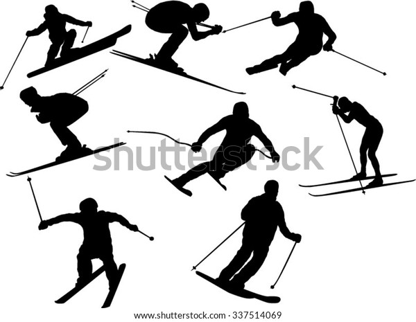 Set Skier Silhouette Stock Vector (Royalty Free) 337514069
