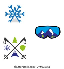 A set of skiing icons