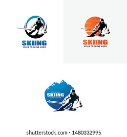 Set of Skiing Logo Design Templates