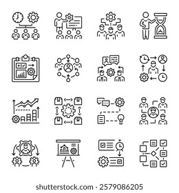 Set of Skill Management Linear Style Icons 

