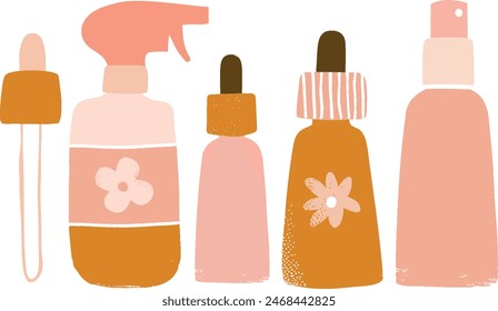 Set of skin care bottles face serum natural skin care organic ingredients clean beauty