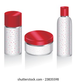 Set of skin care cosmetics with granules