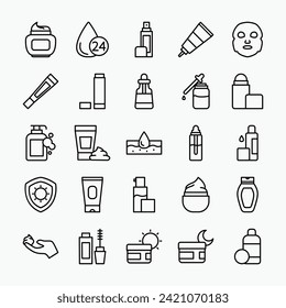 Set of Skin care icons. Beauty, skin, cosmetic, makeup icons collection. Vector illustration