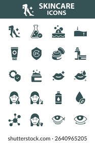 Set of skin care icons, epidermis, skincare product