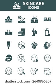 Set of skin care icons, epidermis, skincare product