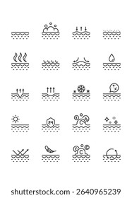 Set of skin care icons, epidermis, skincare product