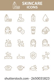 Set of skin care icons, epidermis, skincare product