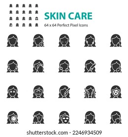 set of skin care icons, selfcare, skin, beauty