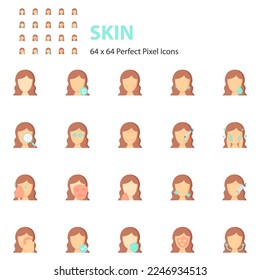 set of skin care icons, selfcare, skin, beauty