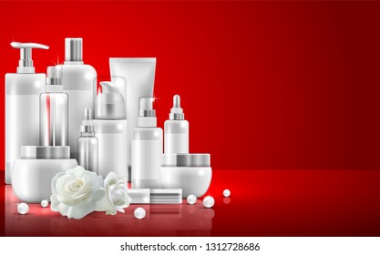 Set of skin care natural beauty product packaging