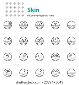 set of skin icons, skin care, epidermis, acne, pore