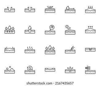 set of skin icons, epidermis, skin care