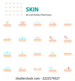 set of skin icons, healthcare, facial, epidermis