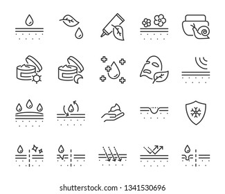 set of skin icons, such as facial, alovera, gel, moisture