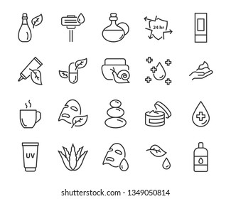 set of skin icons, such as facial, alovera, gel, moisture