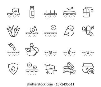 set of skin icons, such as facial, alovera, gel, moisture