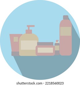 Set mit flachem Symbol für Hautprodukte