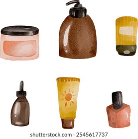 Set of Skincare, Body Care, and Makeup Element
