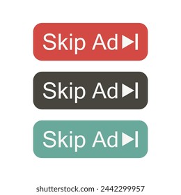 Set of skip ad advertisement isolated icon on the white background