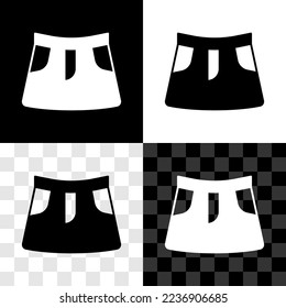 Set Skirt icon isolated on black and white, transparent background.  Vector