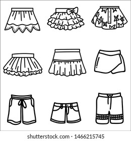 Set of skirt and short pants.