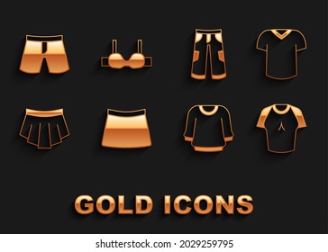 Set Skirt, T-shirt, Sweater, Pants, Short or pants and Bra icon. Vector