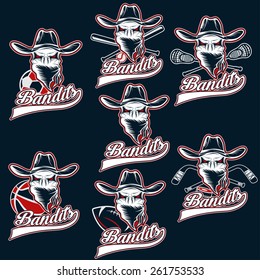 set of skull bandit sports labels