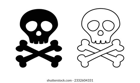 Set of skull and bones. Skull and crossbones. Vector illustration.
