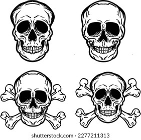 Set Skull crossbones cross bones logo icon symbol vector images illustrations