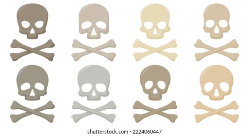 Set of Skull and Crossbones isolated on white background