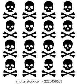 Set of Skull and Crossbones isolated on white background