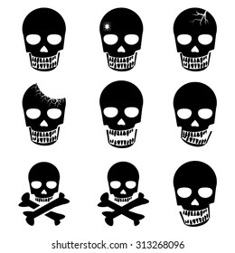 Set of Skull and crossbones in many type of dead