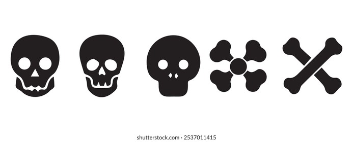 Set of Skull with Crossbones vector icons. Bones skull icons logo design. vector illustration. Eps 10