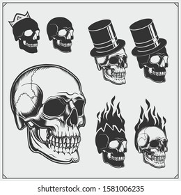 Set of Skull emblems. Print design for t-shirt.